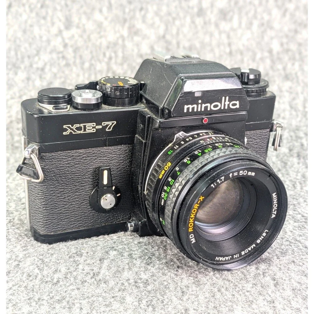 Minolta XE-7 35mm SLR Film Camera MD Rokkor-X 50mm f/1.7 VTG Japan Parts READ